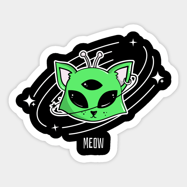 Alien Cat Sticker by Purrestrialco